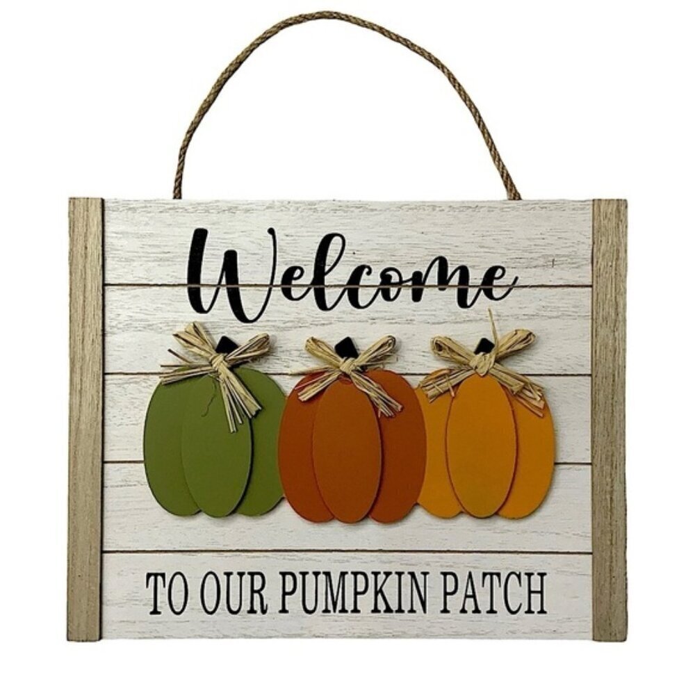 Shabby Chic Wall Hanging Farmhouse Harvest 3D Wood Pumpkin Rustic Multicolor NEW